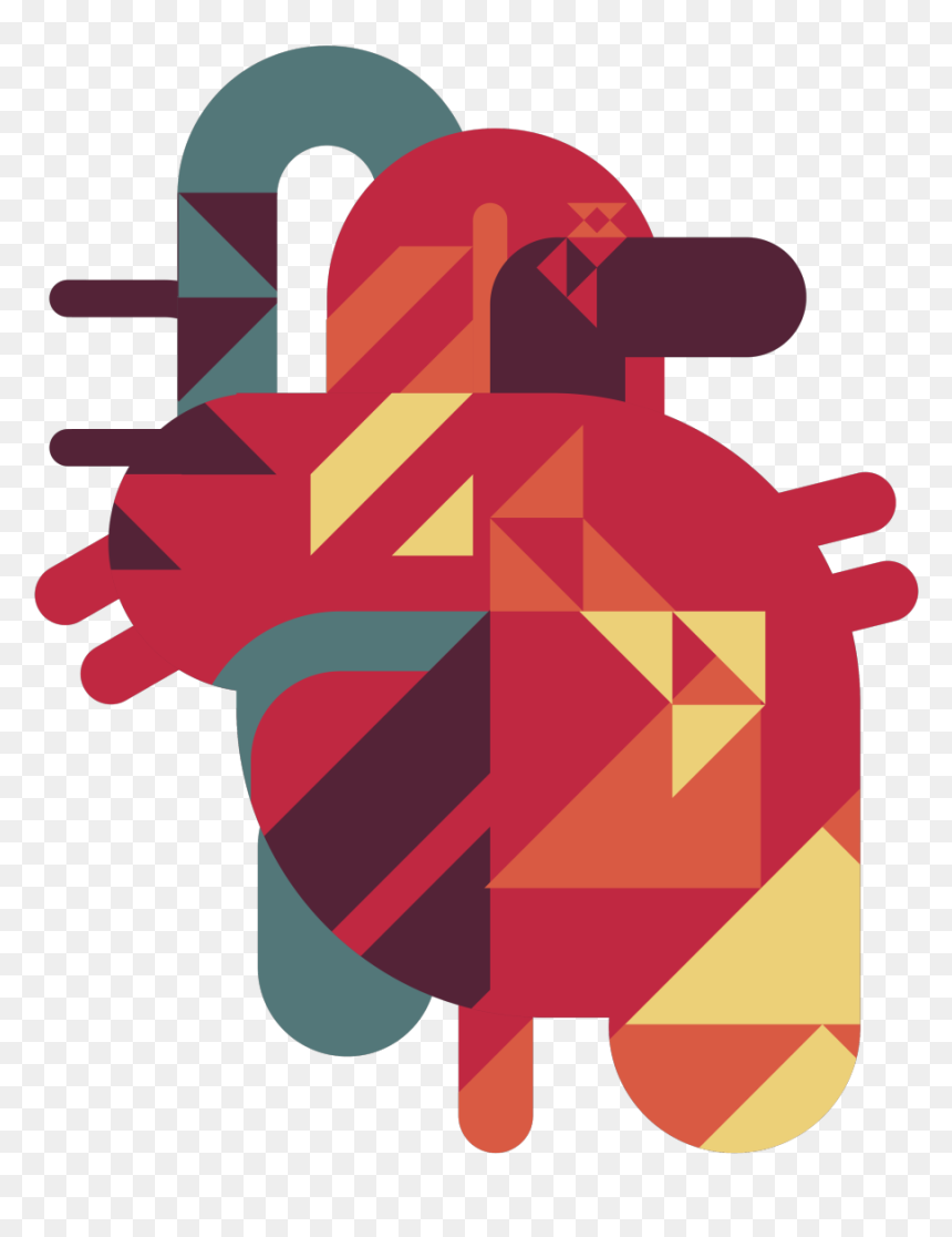 Graphic Design Illustration Heart Human Heart Geometric - Illustration, HD Png Download - human heart png