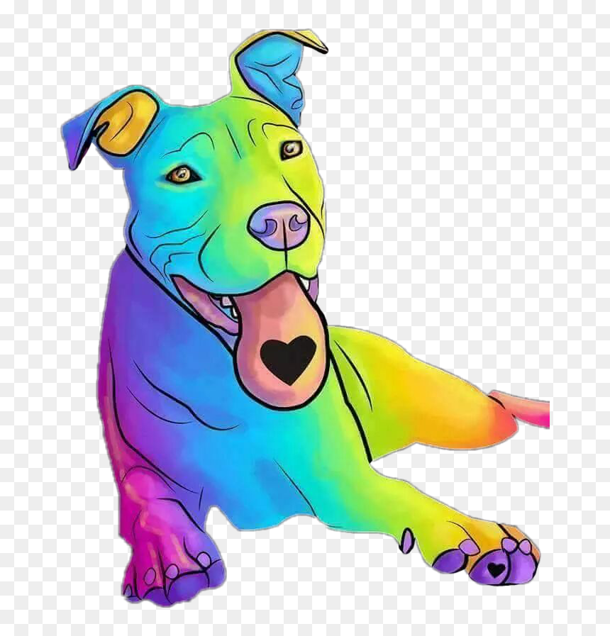 Dog Dogs Doglover Mansbestfriend Pitbull Pitbulllove - Rainbow Pit Bull Clipart, HD Png Download - pitbull png