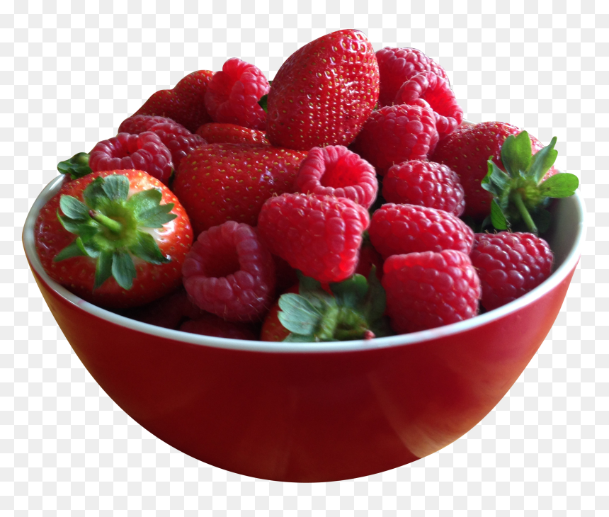 Bowl Full Of Strawberries - Strawberries And Raspberries, HD Png Download - bowl png