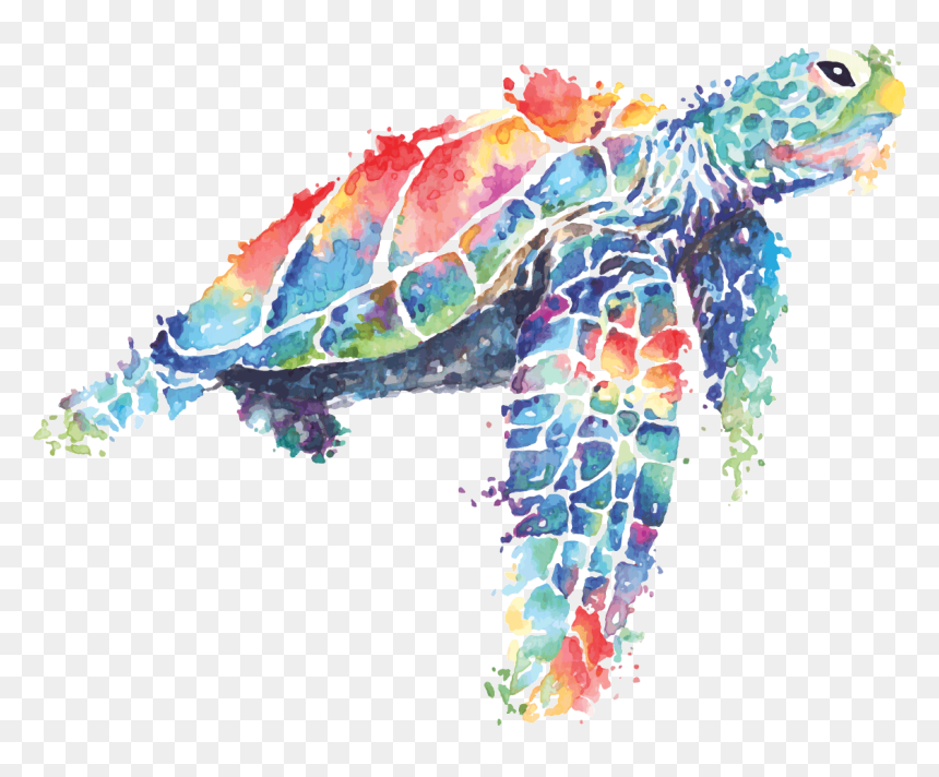 Watercolor Sea, HD Png Download - sea turtle png