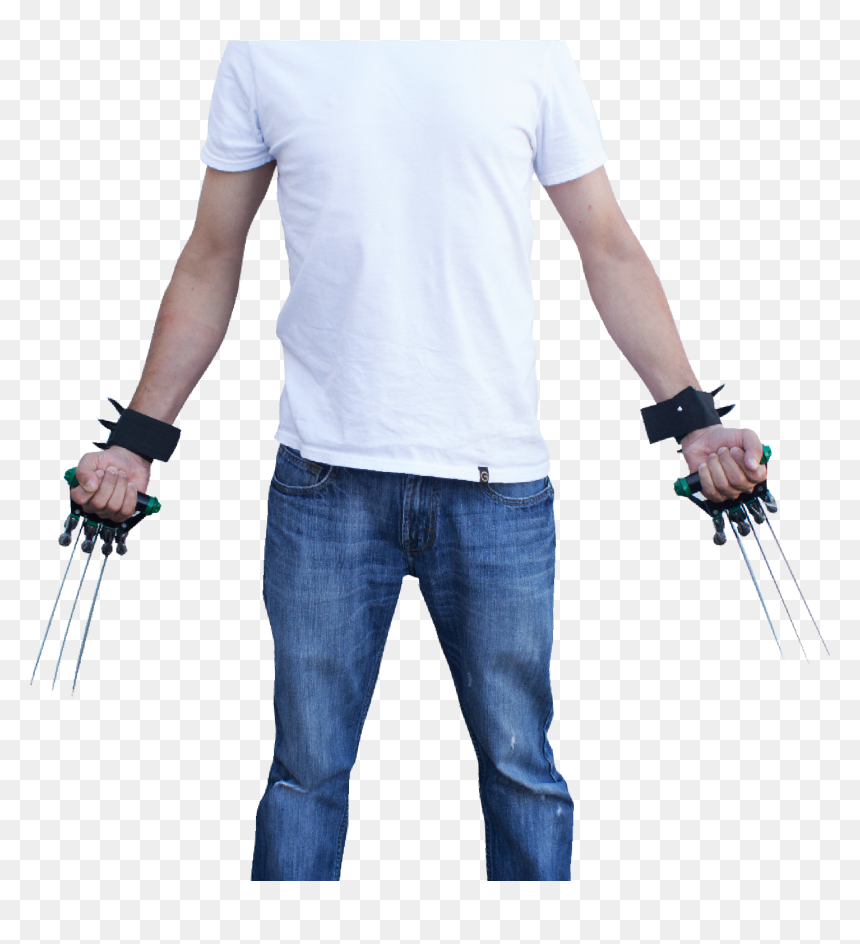 Dual Z Slayer Dagger Claw Three Blade Gloves, , Panther - Standing, HD Png Download - claw marks png