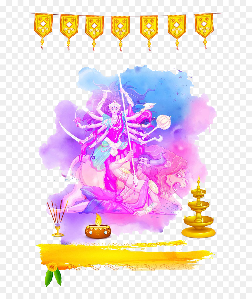 Navratri 2018 Mata Sheran Png - Happy Navratri Illustration, Transparent Png - navratri png