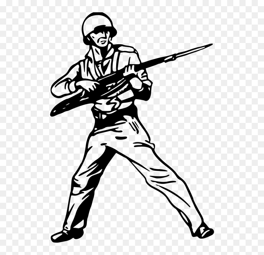 Standing,line Art,silhouette - Black And White Clipart Soldier, HD Png Download - soldier silhouette png