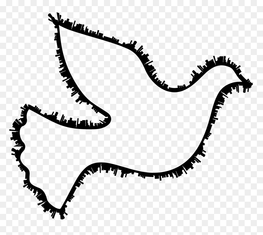 Peace Dove City Silhouette Clip Arts - Easy Symbols To Draw, HD Png Download - city silhouette png