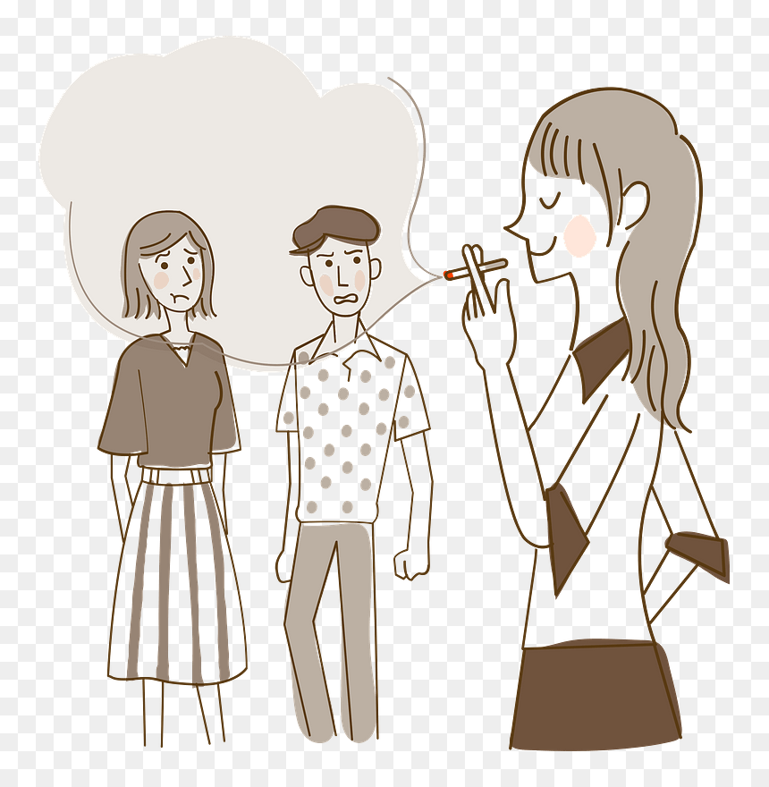 Woman Smoking Cigarette Clipart - Cartoon, HD Png Download - cigarette smoke transparent png