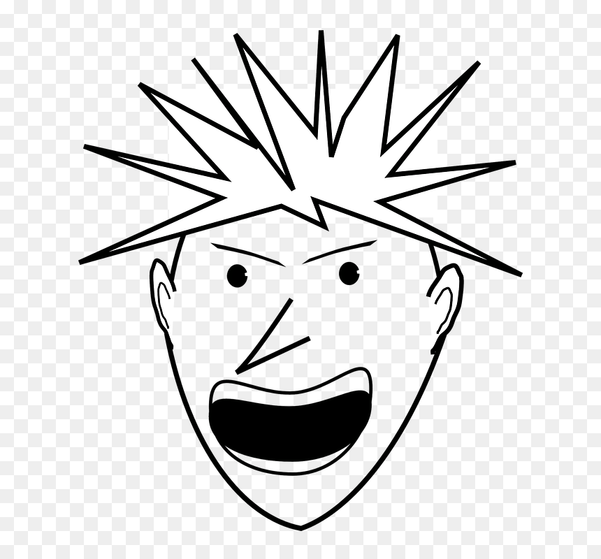 Man Angry Face Head Yelling S - Angry Black And White Clip Art, HD Png Download - angry face png