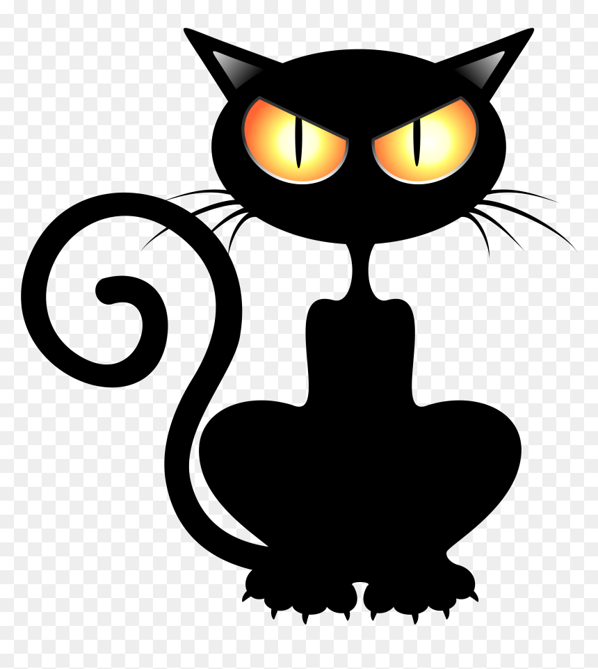 Black Cat Kitten Halloween Clip Art - Clip Art Halloween Black Cat, HD Png Download - cats png
