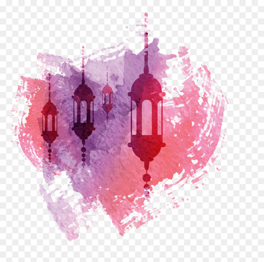 Chandelier Lighting Lamp Light Fixture Eid Green Oil - Ramadan Watercolor Banner Design, HD Png Download - deepavali lamp png