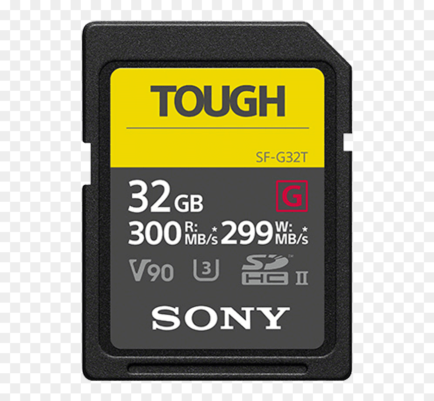 32gb Sf G Tough Series Uhs Ii Sd Memory Card, , Product - Sony Tough Memory Cards, HD Png Download - memory card png