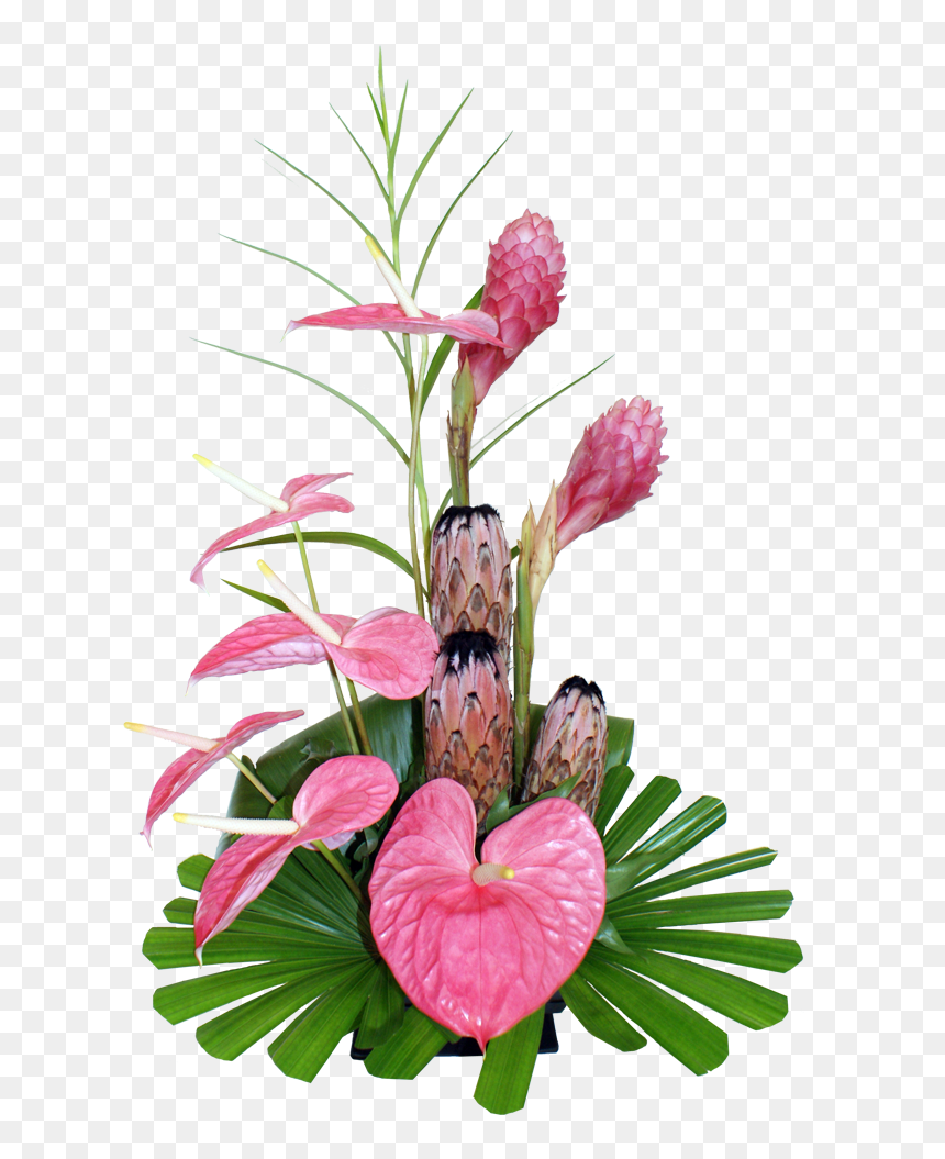 Фотки Hawaiian Home Decor, Hawaiian Homes, Hawaiian - Pink Tropical Floral Arrangements, HD Png Download - hawaiian flowers png