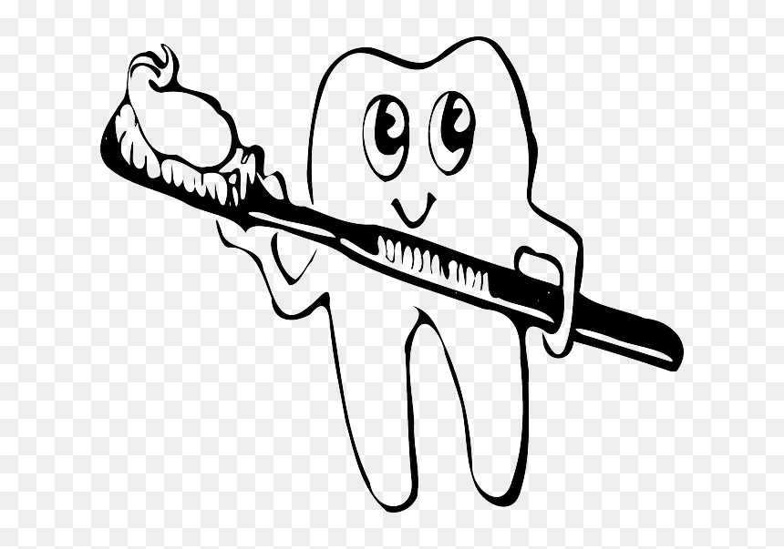 Mustache Clipart Toothbrush - Brush Teeth Clipart Black And White, HD Png Download - hitler mustache png