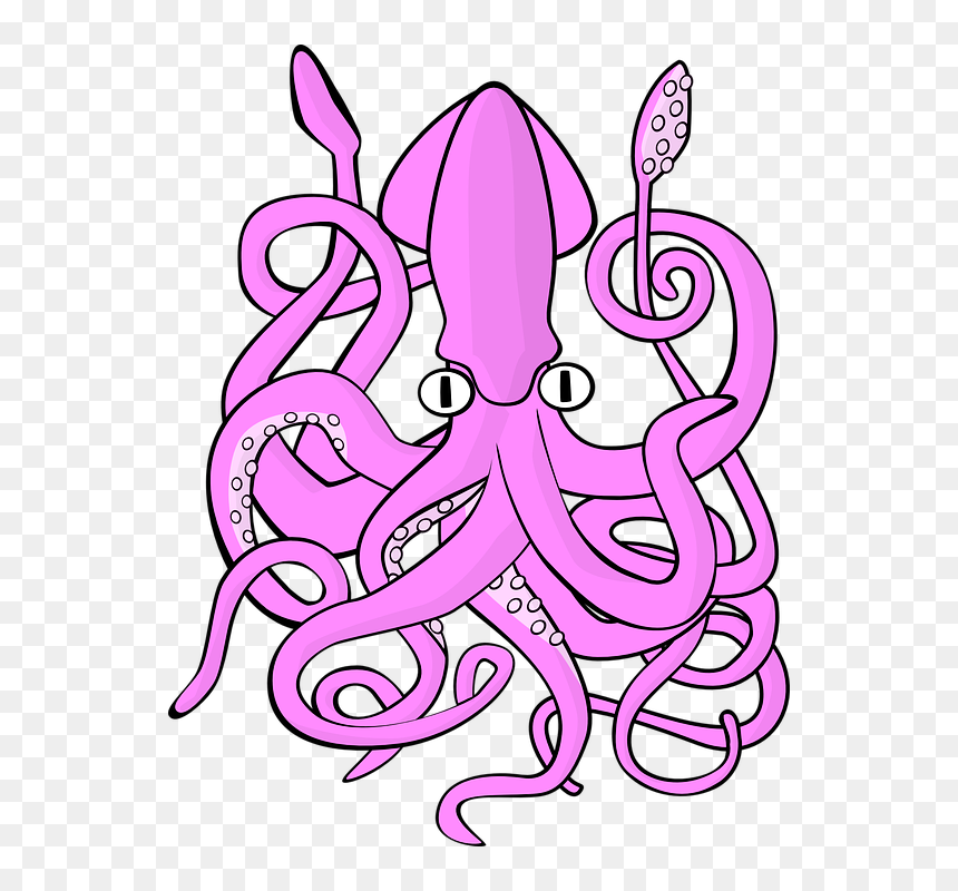 Giant Squid Png Picture - Squid Transparent Background Pink, Png Download - squid png