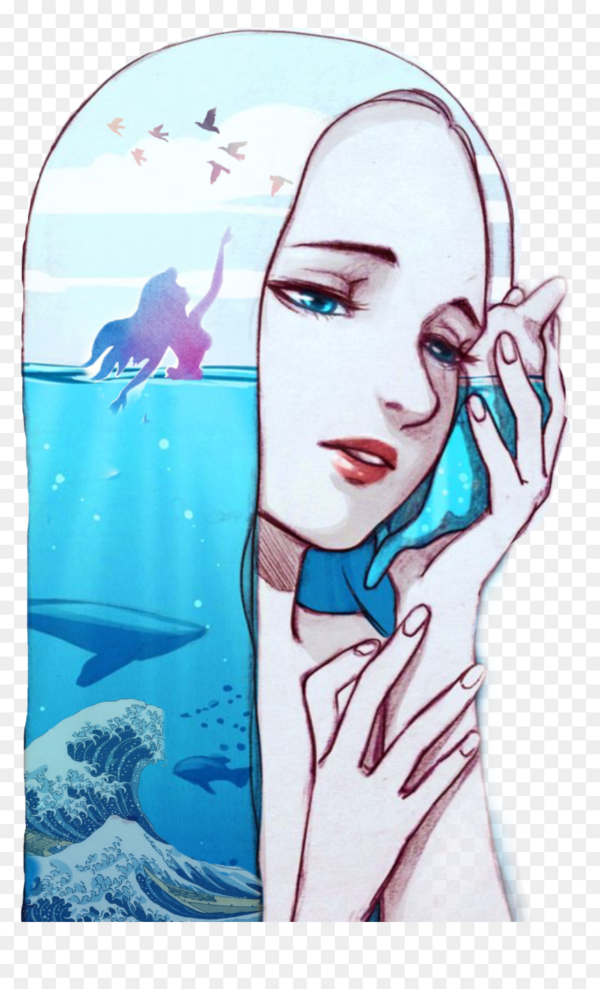 #girl #ocean #waves The Girl Of The Ocean #srcwave - Ocean Waves And Girl, HD Png Download - ocean waves png