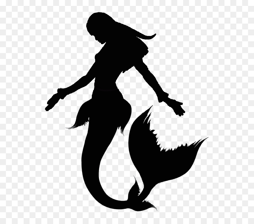 Ariel Silhouette Mermaid Drawing Clip Art - Silhouette Mermaid Clipart, HD Png Download - mermaid silhouette png
