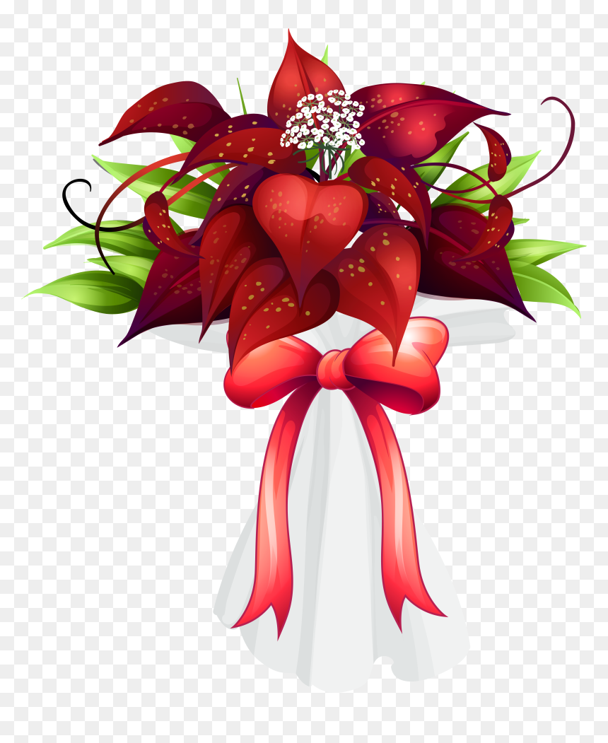 Red Flowers Bouquet Png Clipart Image - Flower Bouquet Clipart, Transparent Png - bouquet png