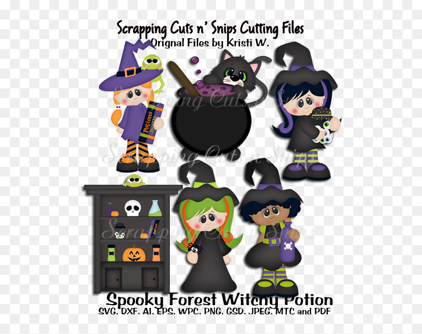 Spooky Forest Witchy Potion Shop Crew Cutting File - Cartoon, HD Png Download - spookyforest.png