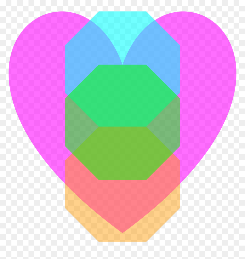 Transparent Magenta Loveheart Octagon Cyan Green Orange - Clip Art, HD Png Download - octagon png