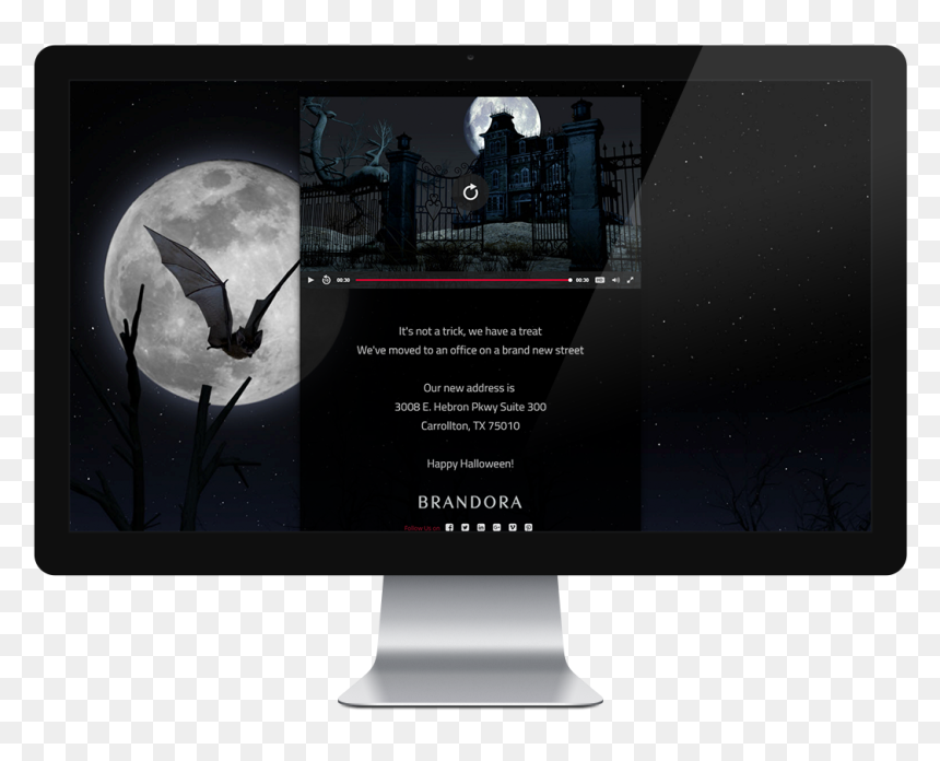 This Spooky Halloween Ecard Follows A Bat Traveling - Computer Monitor, HD Png Download - spookyforest.png