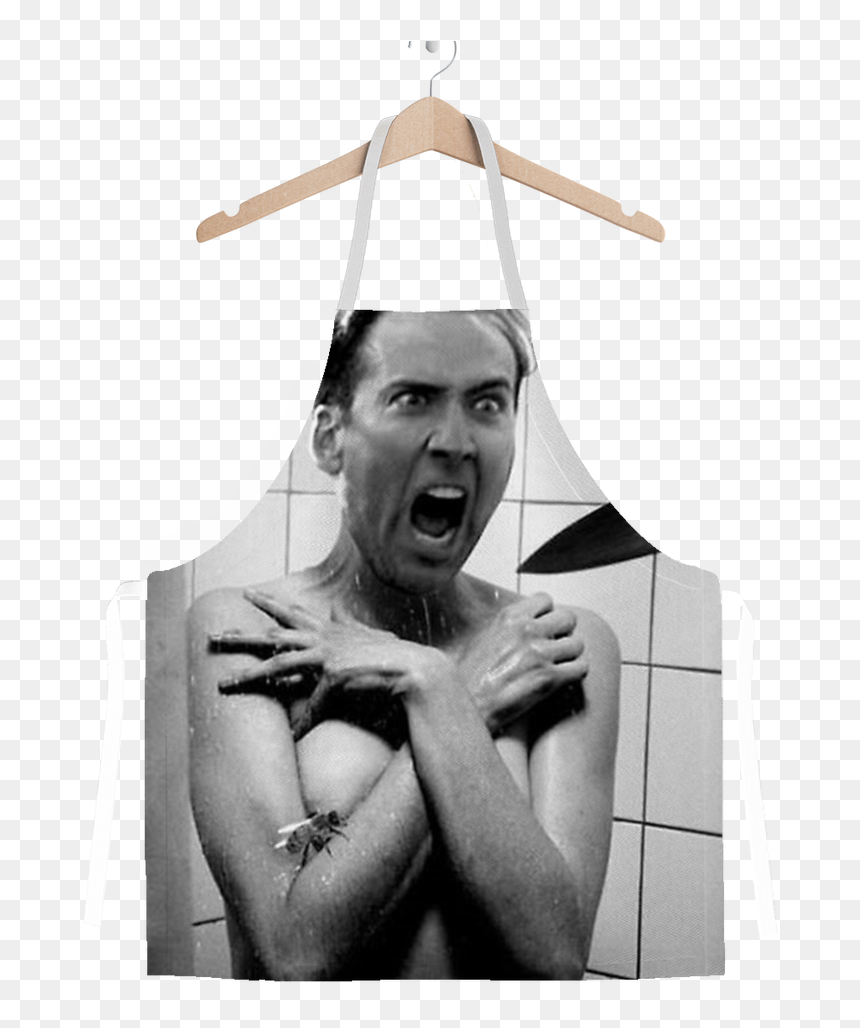 Download Psycho ﻿classic Sublimation Adult Apron - Nicolas Cage Psycho Shower, HD Png Download - nicolas cage face png