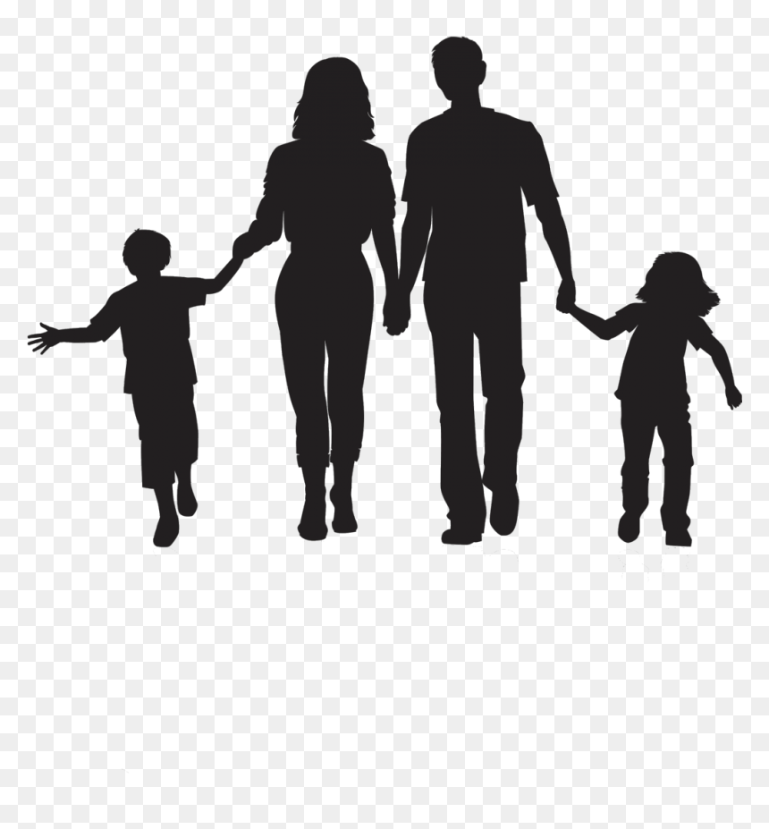 Silhouette Family Clip Art - Family Walking Silhouette Png, Transparent Png - family silhouette png