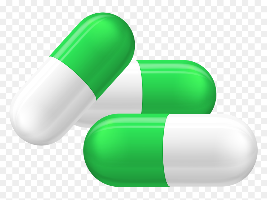 Green And White Pills Capsules Png Clipart - Transparent Background Capsules Png, Png Download - pill bottle png