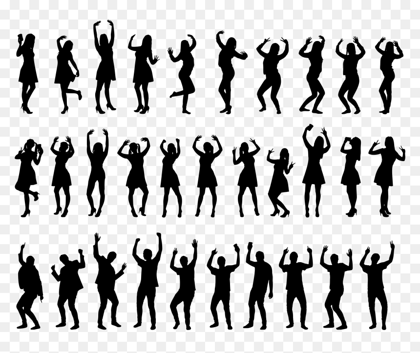 30 People Silhouettes 2 Clip Arts - Transparent Silhouettes Of People, HD Png Download - crowd of people png