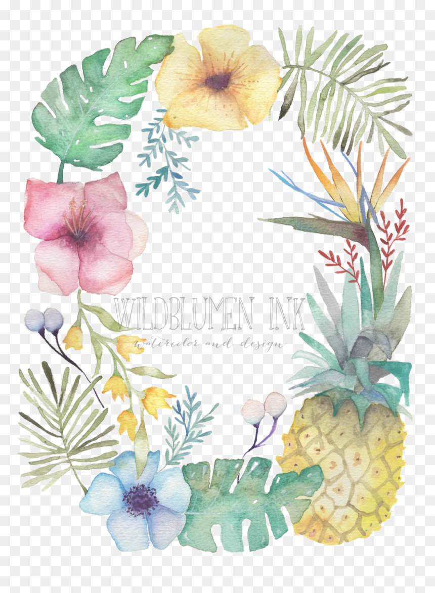 Tropical Flower Wreath, HD Png Download - flower wreath png