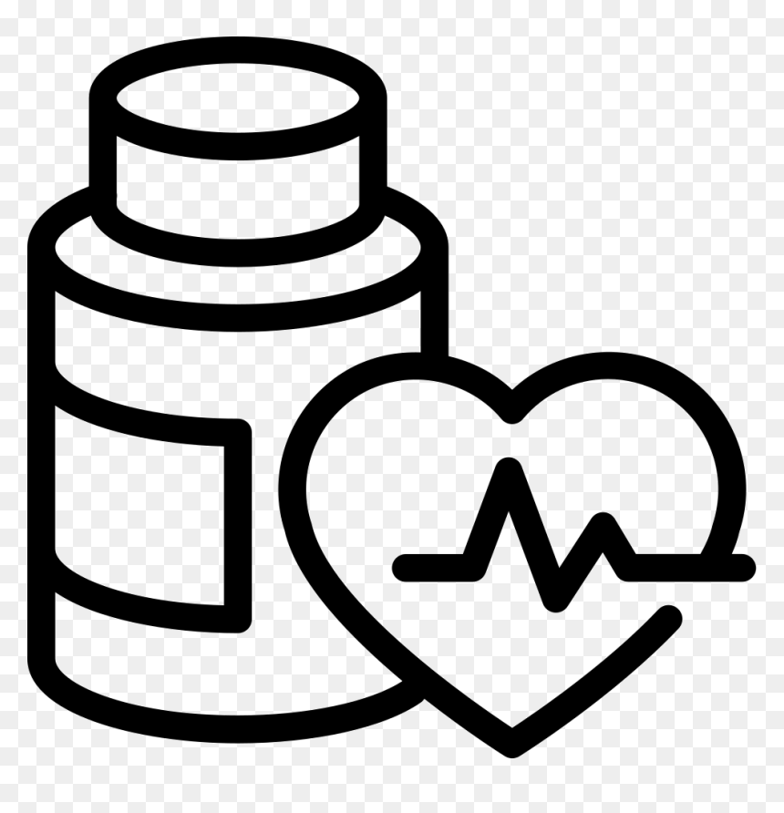 Medication Bottle Outline And Heart With Life Line - Steroids Png, Transparent Png - pill bottle png