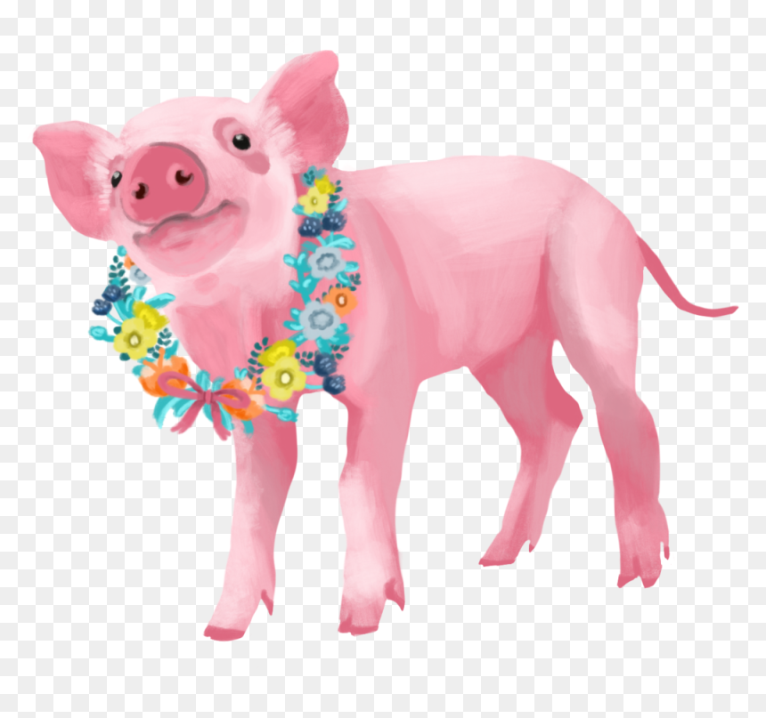 Pig Flower Wreath - Animal Figure, HD Png Download - flower wreath png