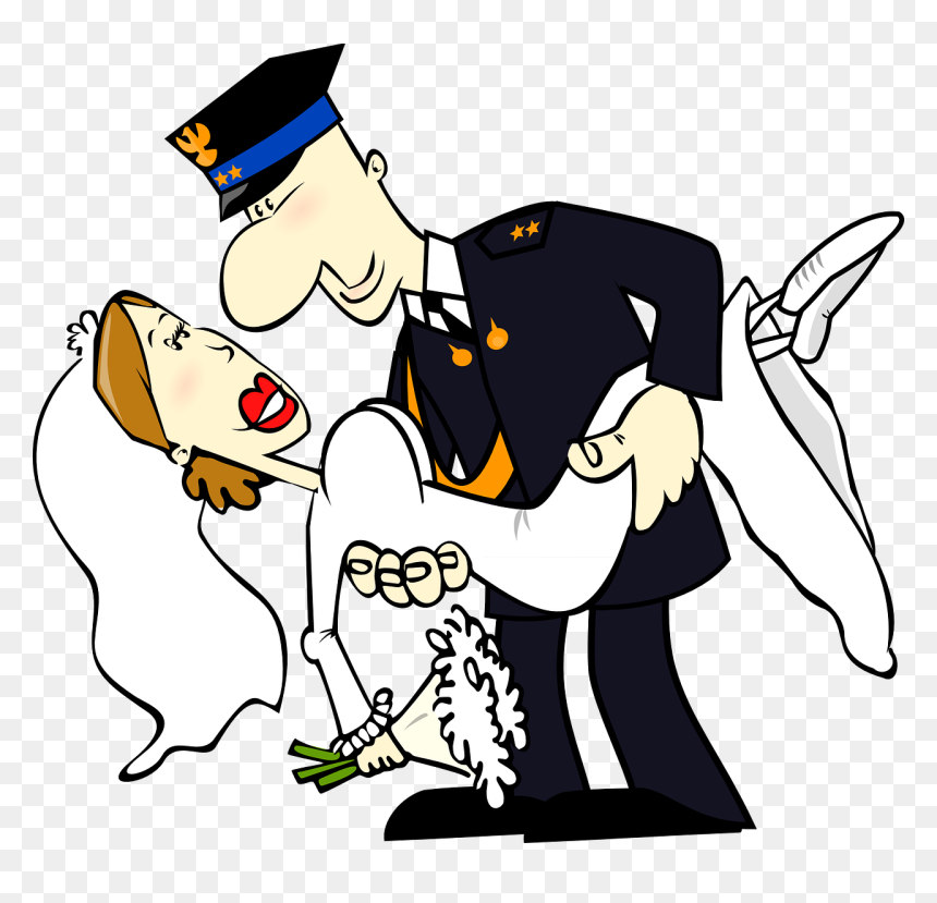 Fireman Wedding Clipart, HD Png Download - wedding couple clipart png