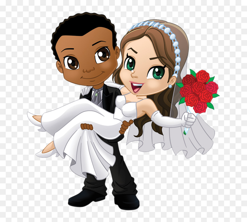 Noivo Moreno E Noiva Branca, HD Png Download - wedding couple clipart png