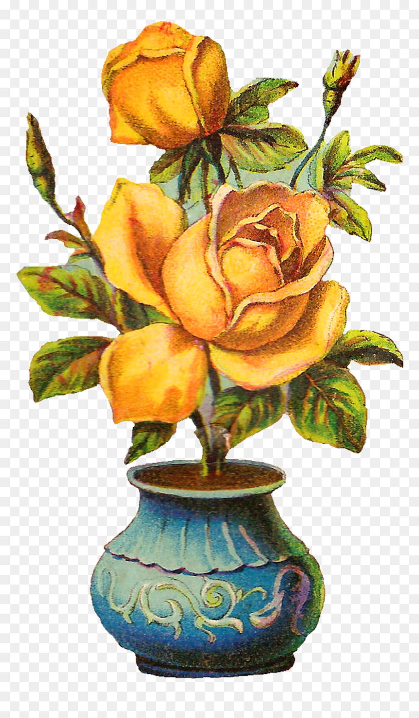 Yellow Roses Are My Favorite Flower I Created This - Flower With Pot Png In Hd, Transparent Png - flowers png hd