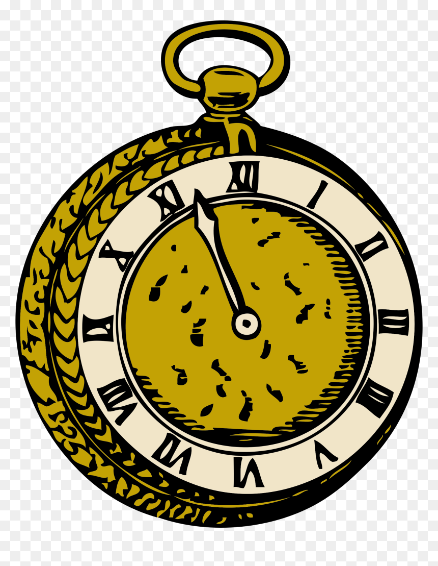 Old Pocketwatch Clip Arts - Alice In Wonderland Clock Cartoon, HD Png Download - pocket watch png