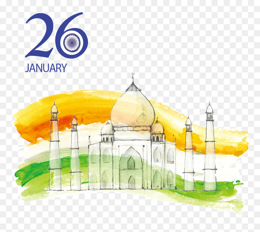 Republic Drawing India"s Independence Day Png Freeuse - Indian Republic Day Drawing, Transparent Png - tajmahal png