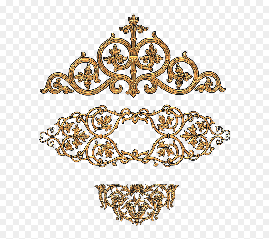 Metal Decoration Png, Transparent Png - gold swirl png