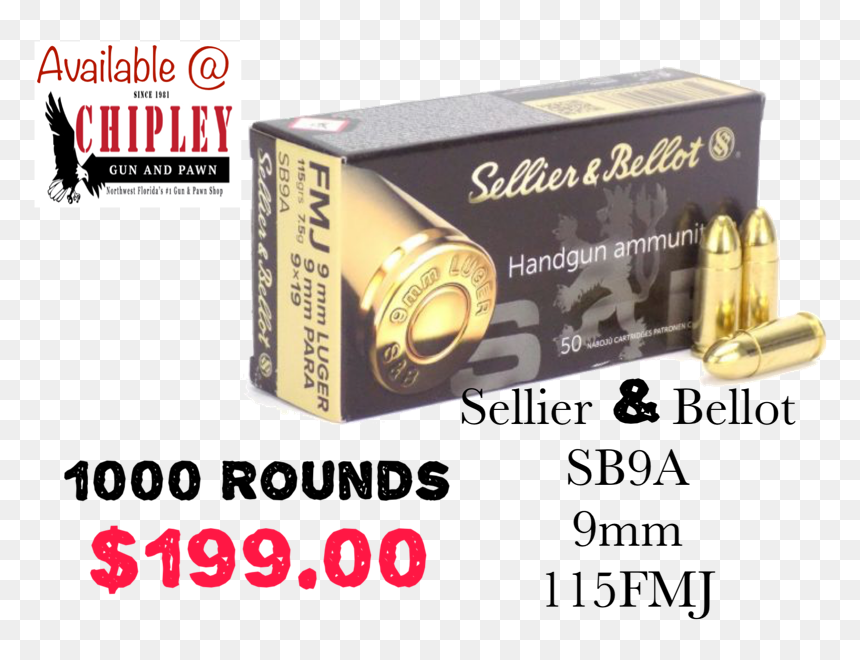 Sellier & Bellot 9mm, HD Png Download - bullet shell png