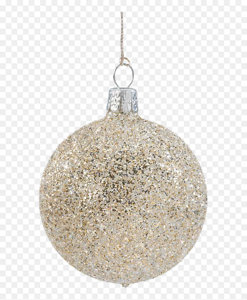 Glass Bauble With Glitter, Gold, 6cm - Christmas Ornament, HD Png Download - silver glitter png