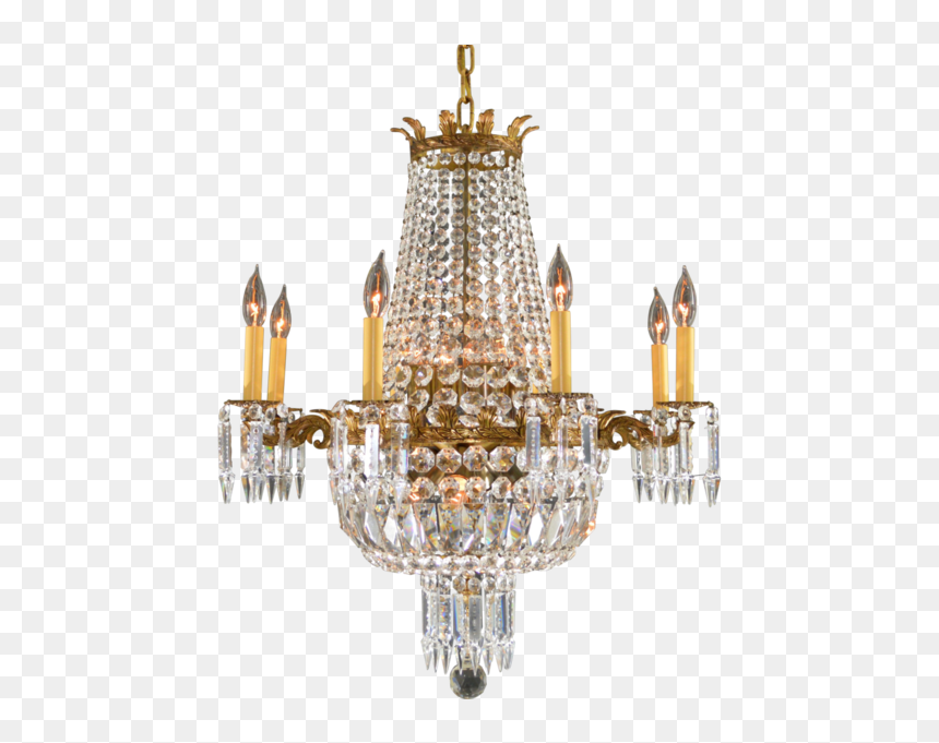 Old Brass Crystal Chandelier, HD Png Download - chandelier png
