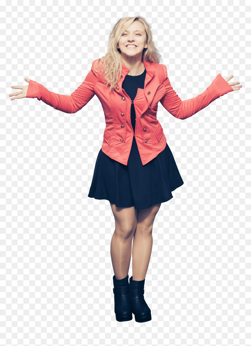 Happy Young Woman Standing In Casual Clothes Png Image - Woman Standing Png, Transparent Png - woman standing png