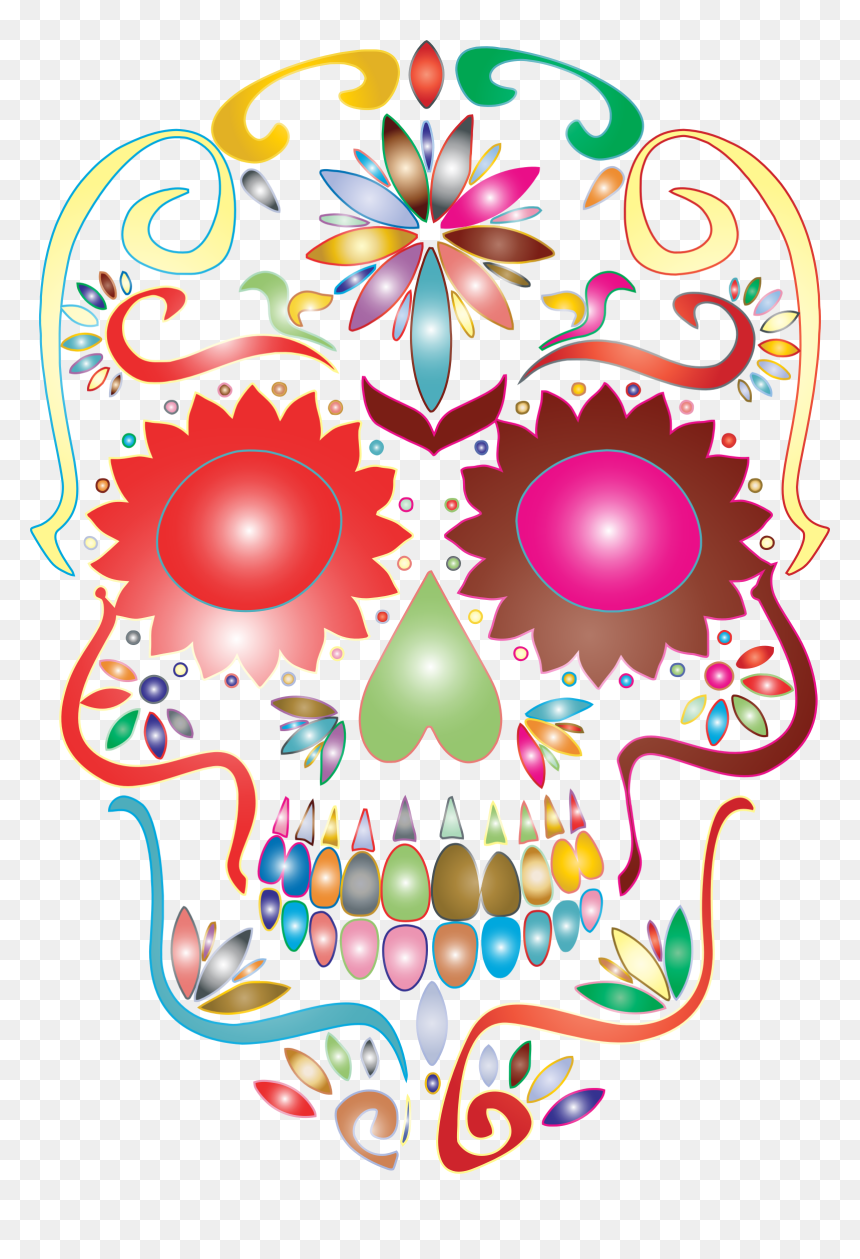 Skull Silhouette Clip Art At Getdrawings - Dia De Los Muertos Graphic, HD Png Download - sugar skull png