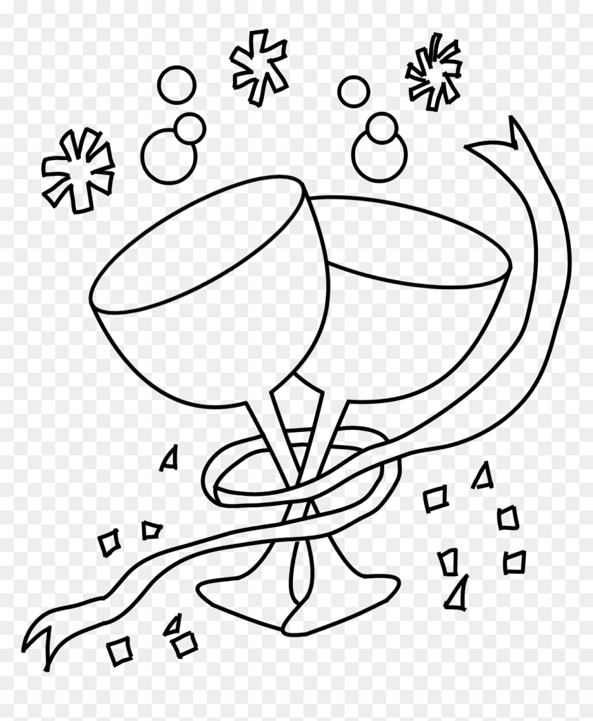 Drawing, HD Png Download - champagne glasses png