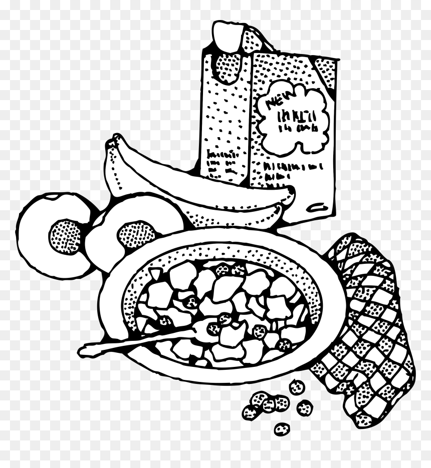 Breakfast With Cereal Clip Arts - Breakfast Clip Art Black And White, HD Png Download - cereal png