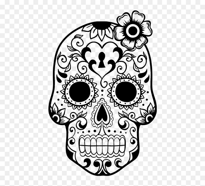 Black And White Day Of The Dead, HD Png Download - sugar skull png