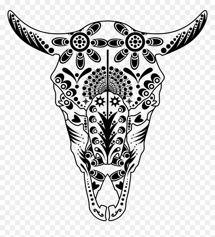 Transparent Bull Skull Png - Sugar Skull Animal Skull, Png Download - sugar skull png