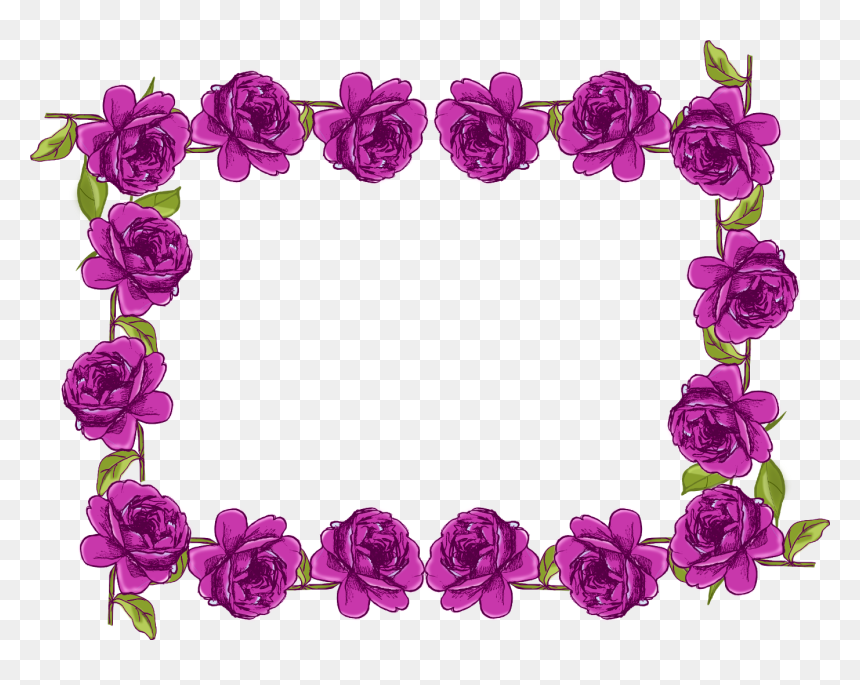 Purple Rose Clipart Vector - Purple Flower Clipper Frame, HD Png Download - purple rose png