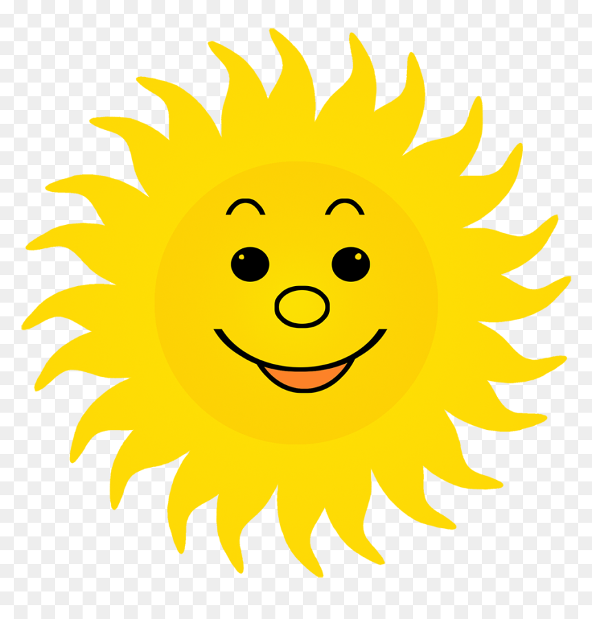 Sun Clipart Lots Of Rays Smiling - Decal, HD Png Download - cartoon sun png