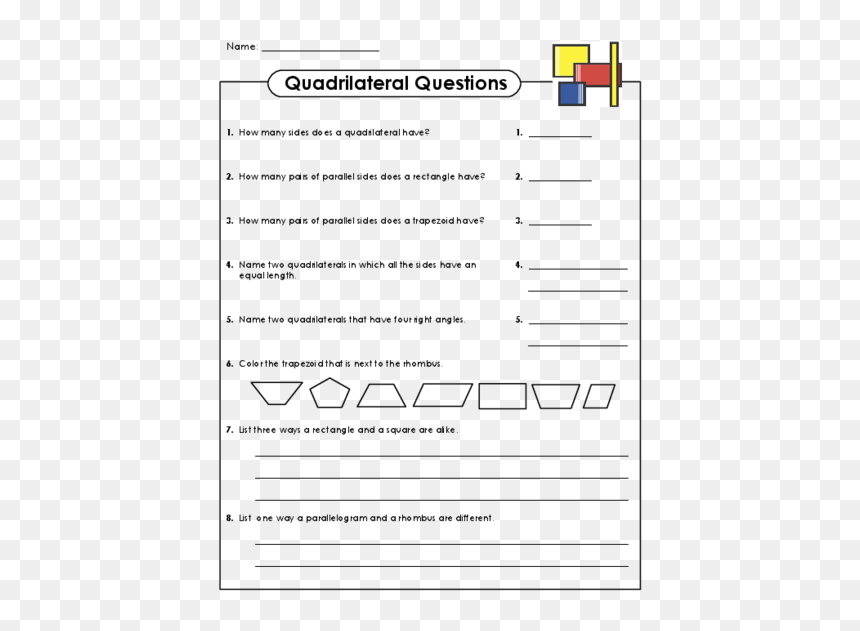 Quadrilateral Questions 3rd Grade, HD Png Download - trapezoid png
