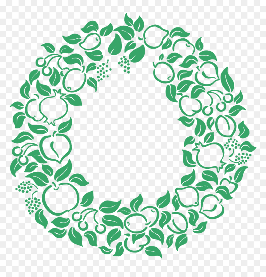 Fruit And Flower Border Green - Happy Holiday Wreath Clipart, HD Png Download - holly border png