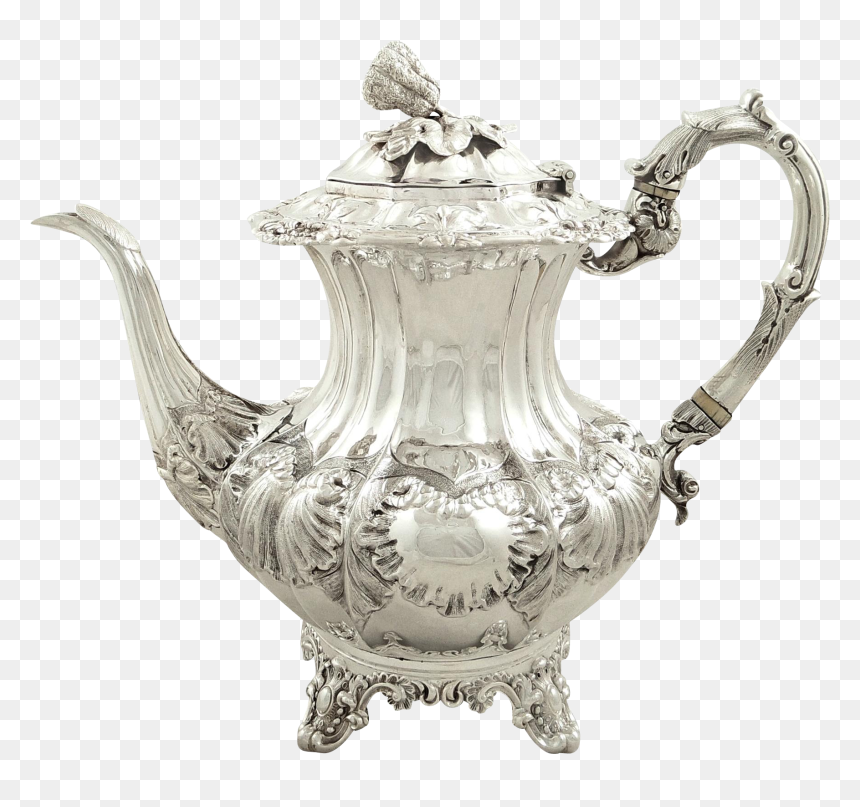 Antique Early Victorian Sterling Silver Coffee Pot, - Teapot, HD Png Download - teapot png