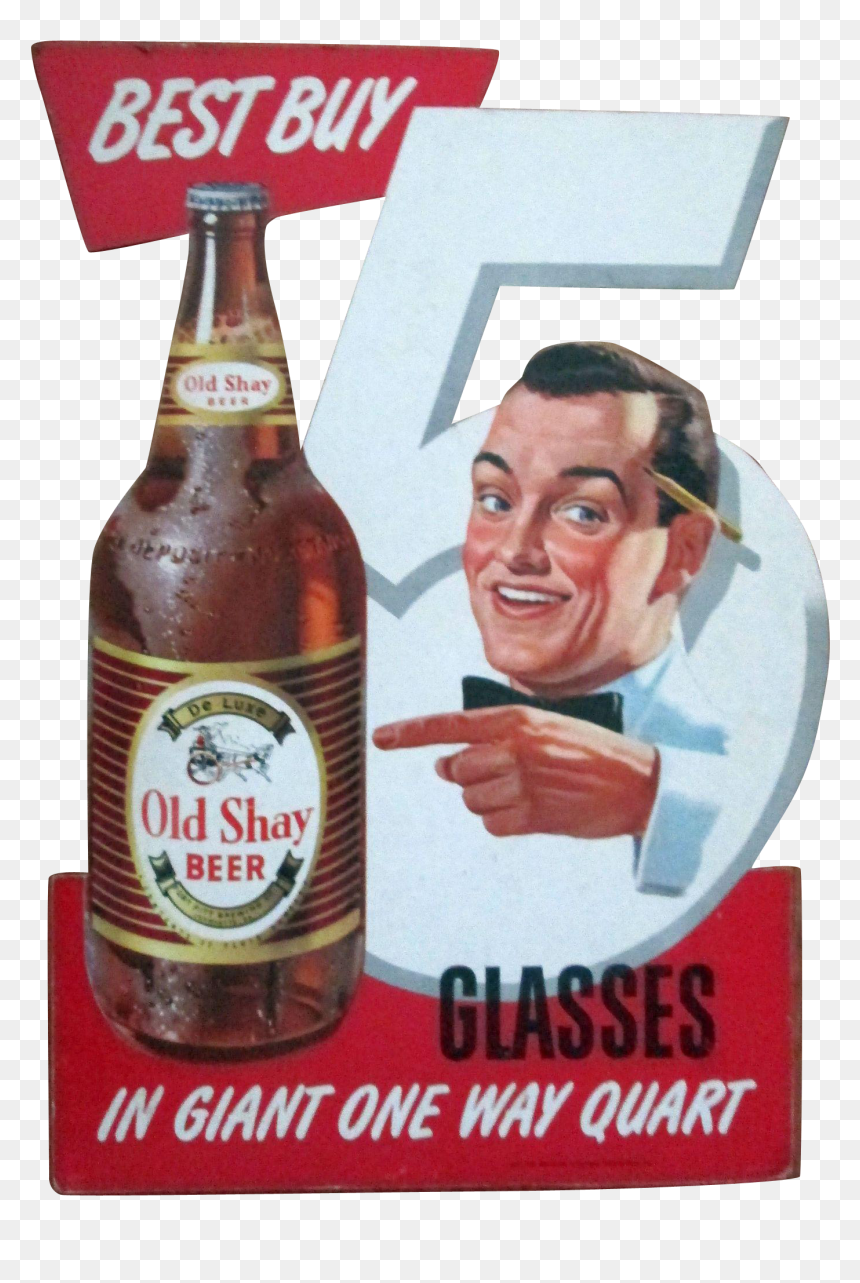 Old Shay Beer Scarce Diecut Cardboard Store Display - Beer Bottle, HD Png Download - scarce png
